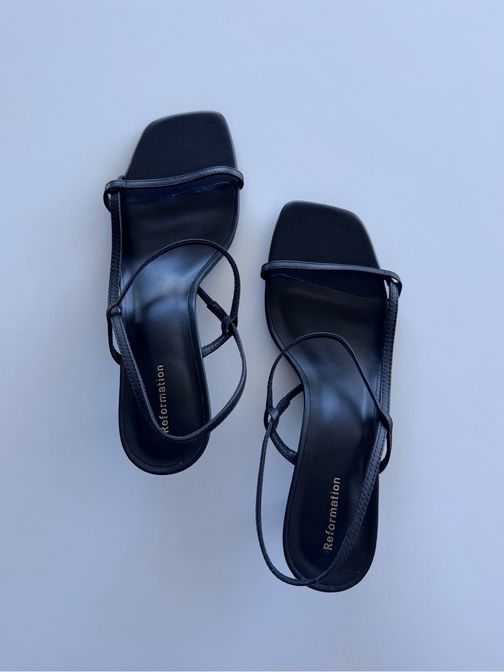 Reformation Serenity Bare Sandal Black Leather Size 7 - Picture 2 of 9